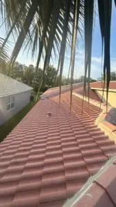Close-up of roof repair work underway on a Hillsborough County home