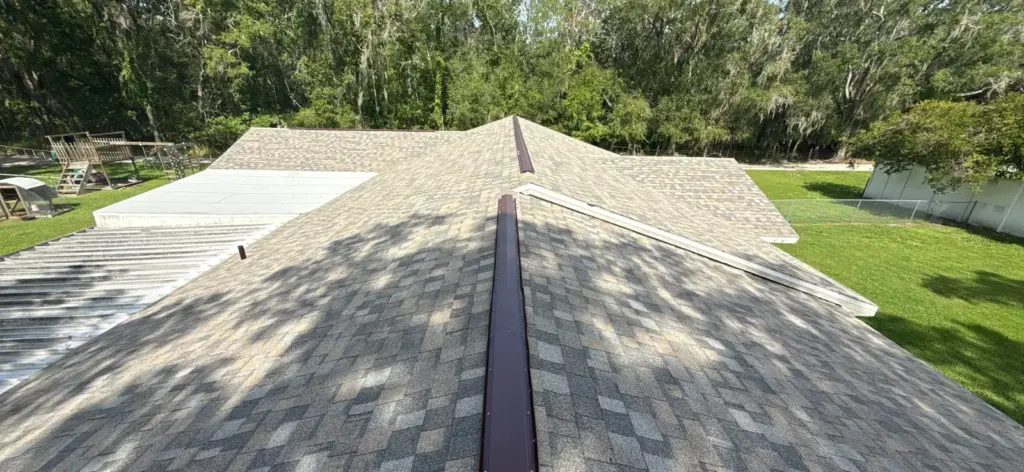 Roof replacement in progress on an older home in Polk County, FL