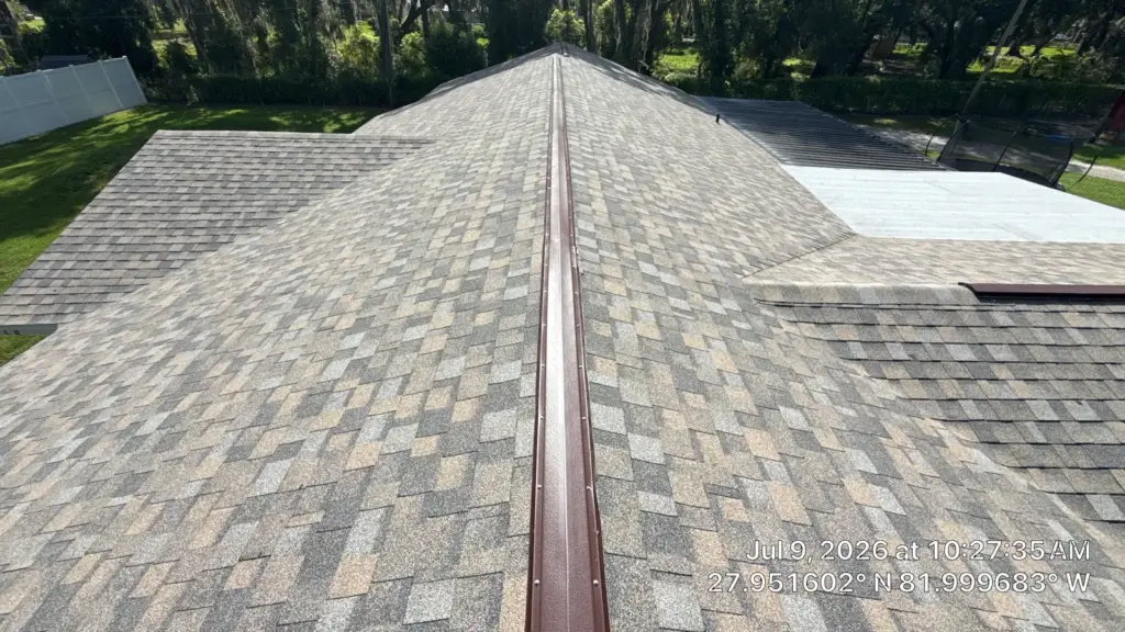 Roof replacement in progress on an older home in Polk County, FL