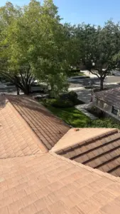 Finished roof repair blending into surrounding shingles in Hillsborough County