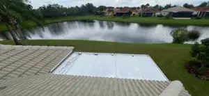 Close-up of repaired roofing section in Hillsborough County