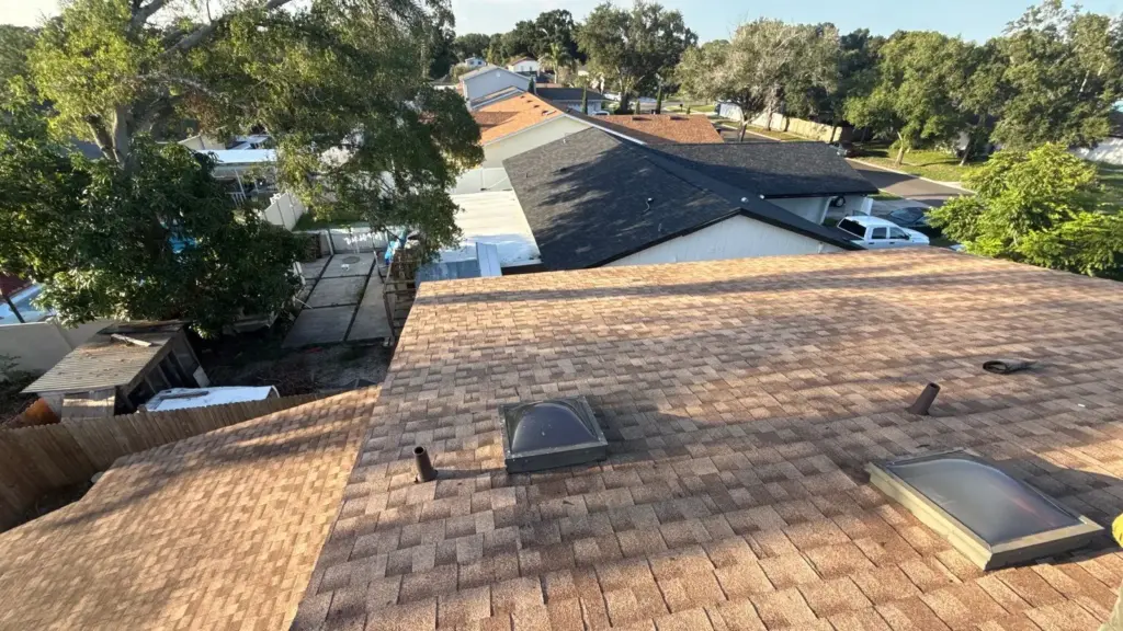 Roof repair crew working on a home in Hillsborough County
