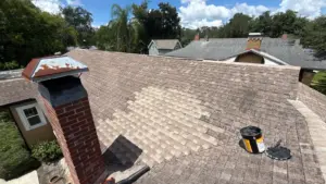 Close-up of roof repair patch work in Hillsborough County