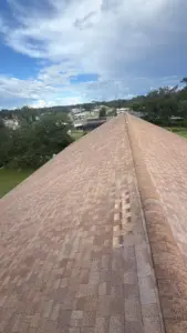 Close-up of repaired roofing section during a Polk County roof repair job