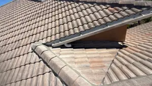 Close-up of repaired roofing section in Hillsborough County