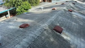 Ridge line detail on completed roof replacement in Hillsborough County