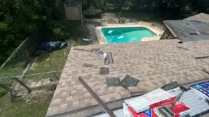 Crew installing new underlayment during a roof replacement in Riverview, FL