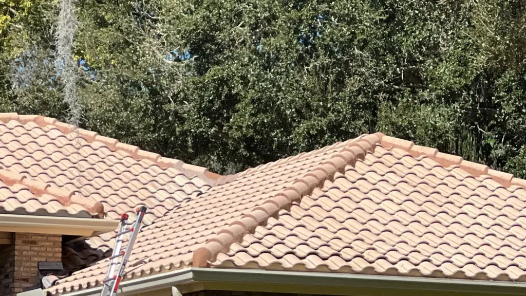 Roof repair work in progress on a home in Clearwater, FL