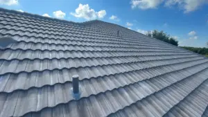 Close-up of completed roof repair work in Hillsborough County