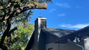 Flashing and ridge line work on a residential roof replacement in Hillsborough County