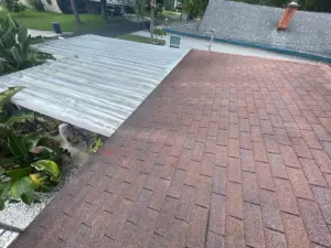 Flashing detail work on a residential roof replacement in Hillsborough County