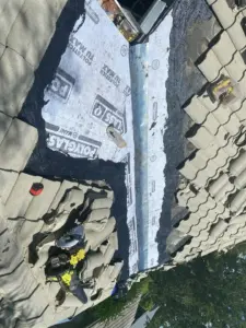 Finished roof repair section on a Hillsborough County home