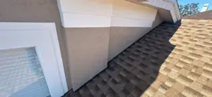 Finished roof replacement with squared ridge lines in Hillsborough County