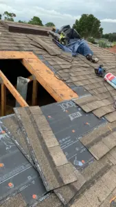 Finished roof repair blending with surrounding shingles in Hillsborough County