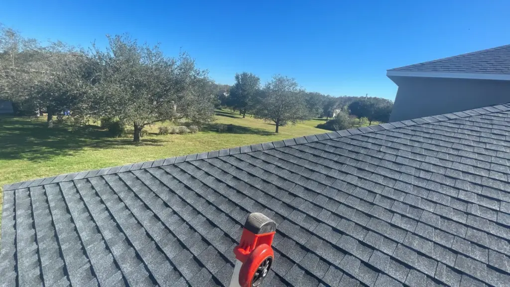 Old roofing torn off down to the deck during a roof replacement in Lutz, FL