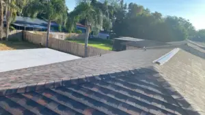 New roofing system going on during a Clearwater roof replacement