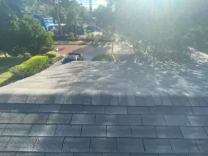 New underlayment being installed on a Clearwater roof replacement