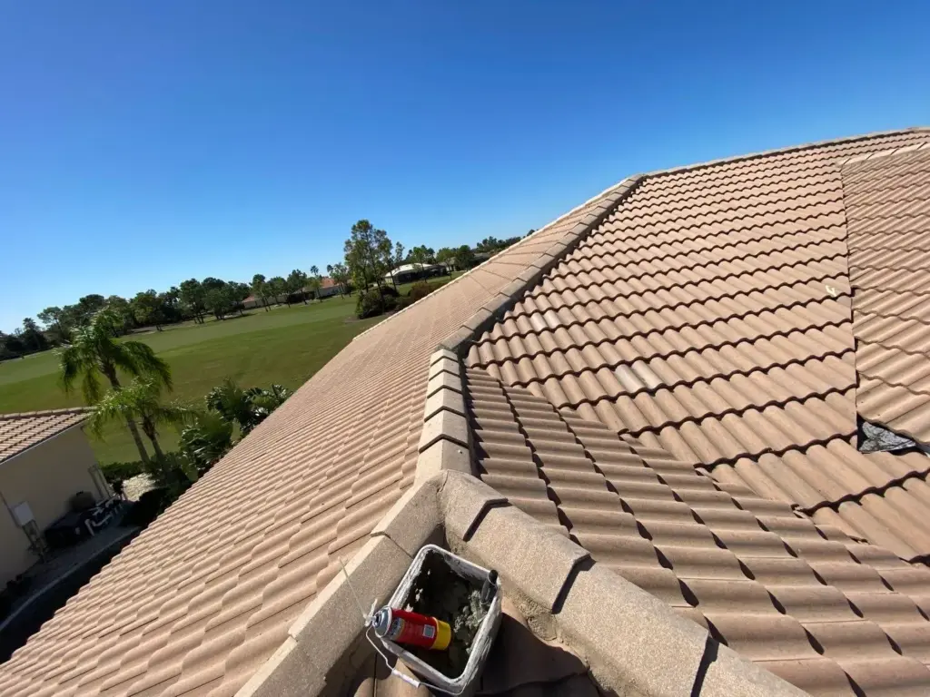 Crew inspecting roof damage before repair in Hillsborough County