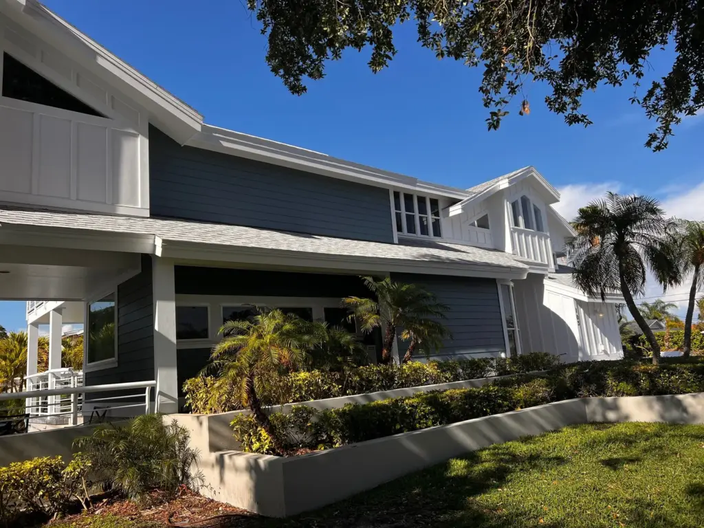Completed roof replacement on a residential home in Clearwater, FL