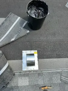 Flashing and ventilation work on a residential roof replacement in Hillsborough County