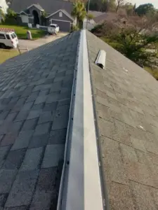Tear-off stage of a roof replacement job in Polk County