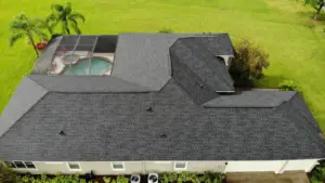 Completed shingle roof replacement on a home in Pasco County