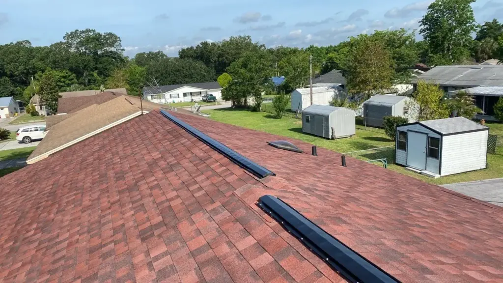 Roof replacement in progress at a Polk County home