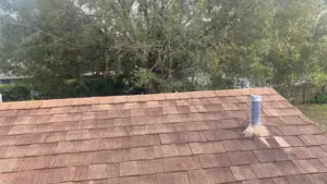 Close-up of roof decking before replacement in Polk County
