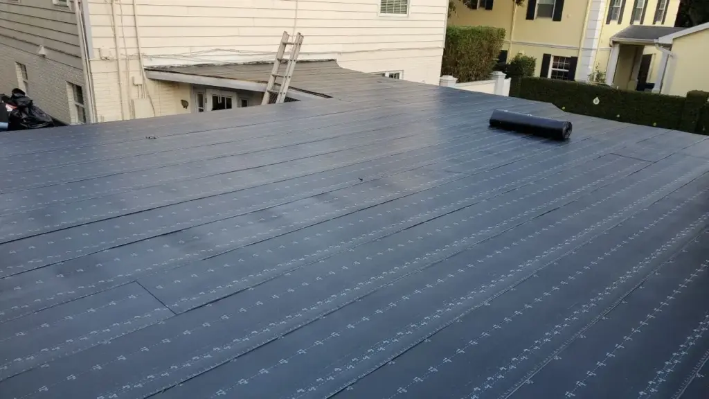 Stripped roof deck ready for new materials during a roof replacement in Hillsborough County, FL