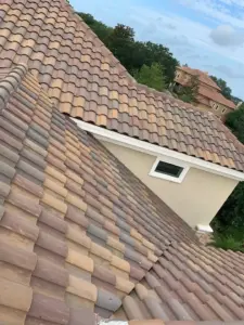 Close-up of shingle and flashing work during Pinellas County roof repair