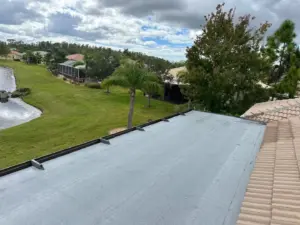 Finished roof repair blending into the roofline in Hillsborough County