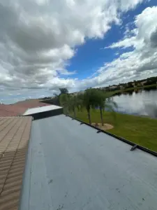 Close-up of a repaired roof section in Hillsborough County