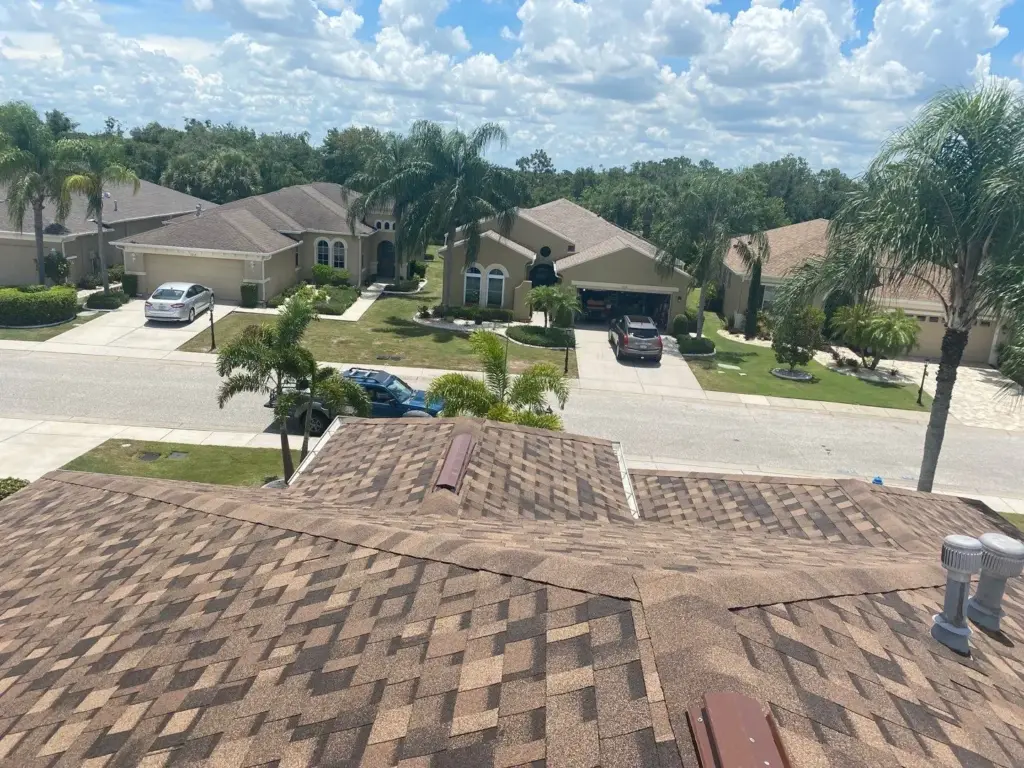 Roof replacement crew tearing off old shingles in Hillsborough County