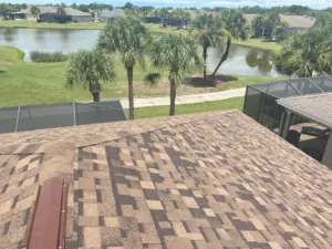 Flashing and ridge work on a roof replacement job in Hillsborough County