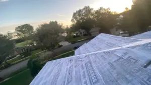 Underlayment being installed for a roof replacement in Hillsborough County, FL