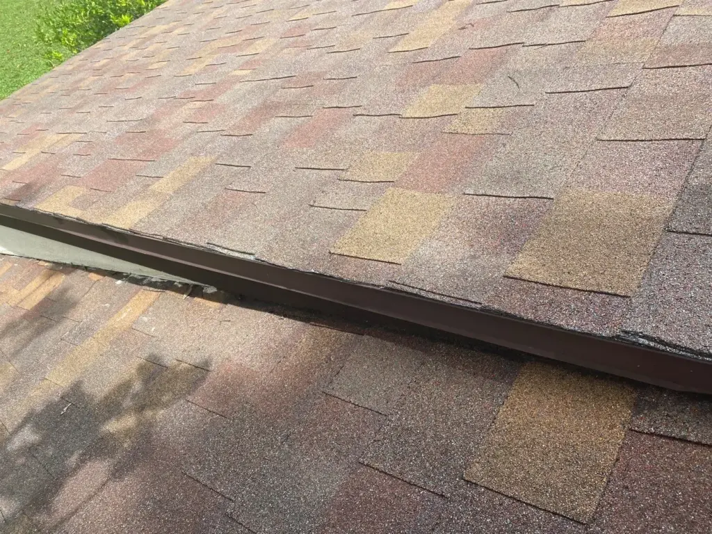 Roofing crew removing old shingles during a roof replacement in Hillsborough County, FL