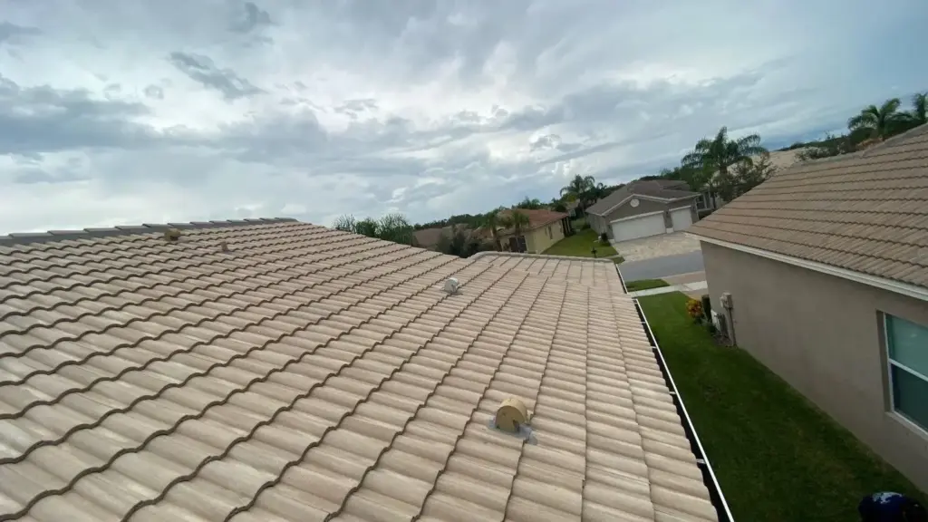 Crew performing roof repair work on a home in Hillsborough County, FL
