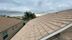Close-up of repaired roofing section during a Hillsborough County roof repair