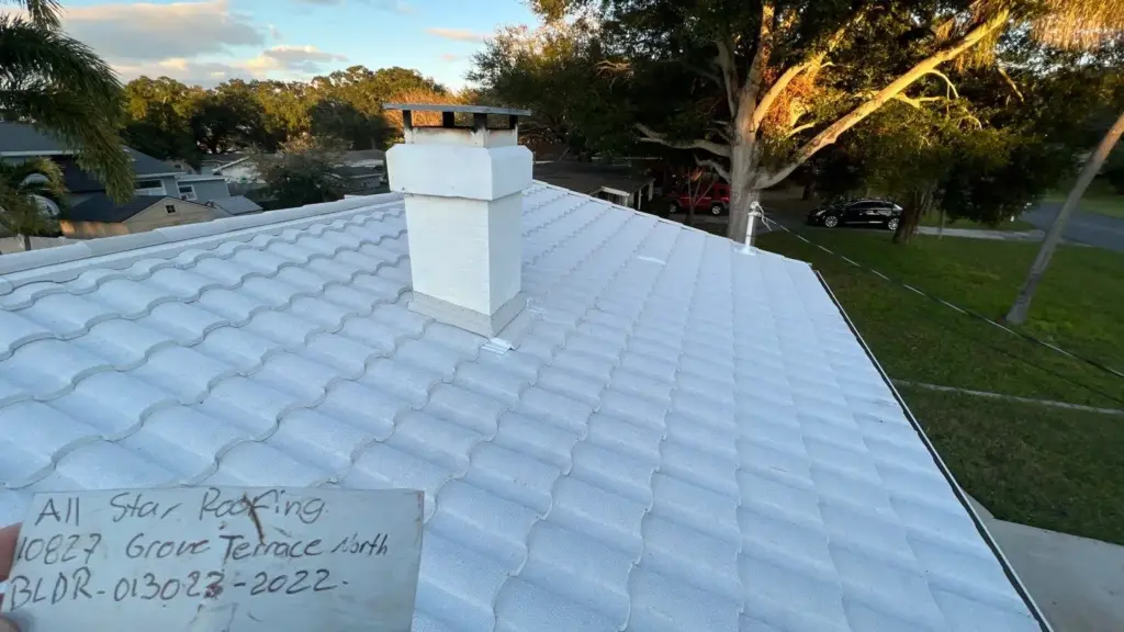 Stone-coated metal roofing panels installed on a Pinellas County home