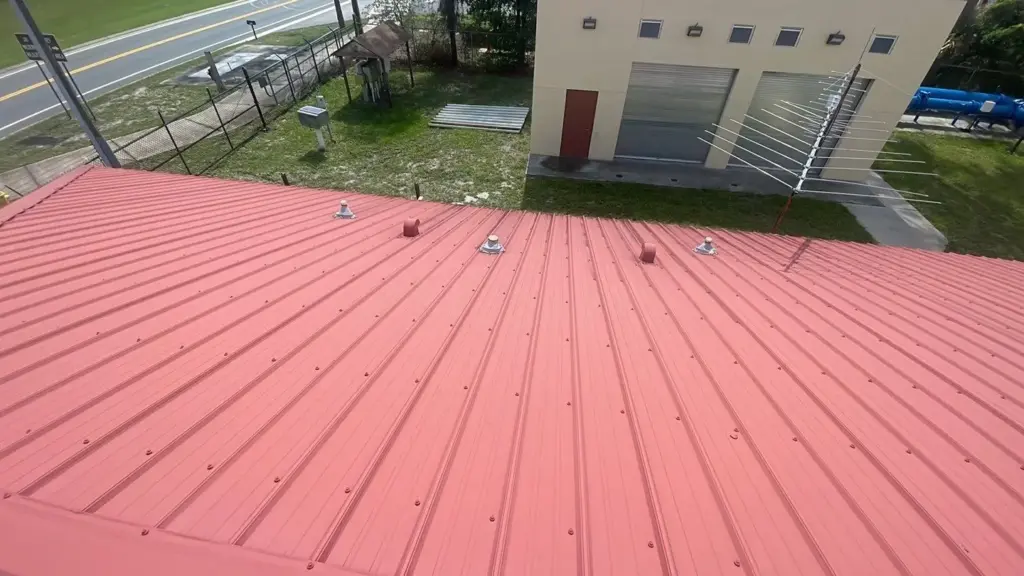 Stripped roof deck during a roof replacement project in Pasco County, FL