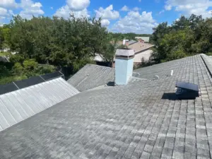 New underlayment and flashing installed during a roof replacement in Hillsborough County.