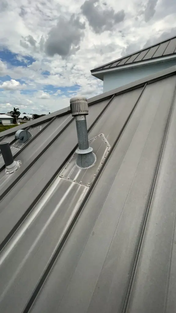 Roof repair work in progress on a Riverview home