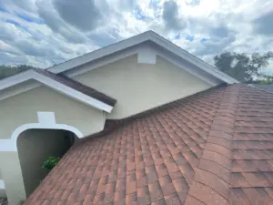 Close-up of flashing and sealant work during roof repair in Riverview