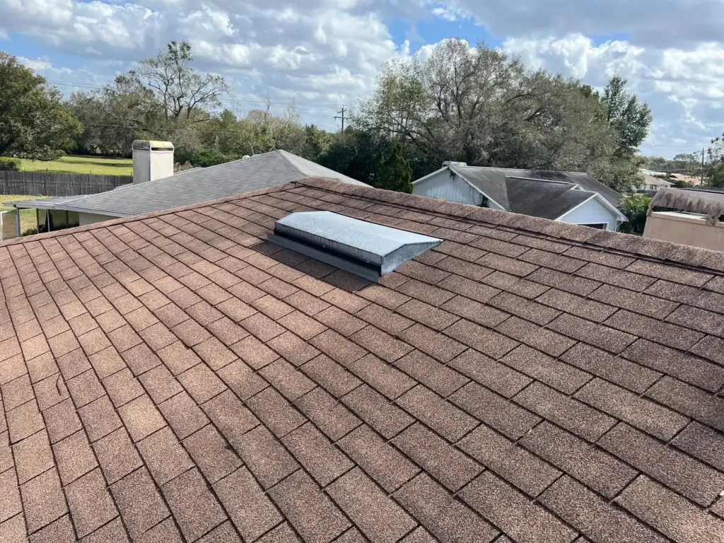 Old roofing torn off during a roof replacement in Polk County