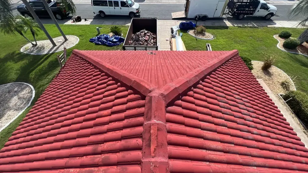 Tile roofing installation in progress on a Hillsborough County home