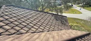 Flashing detail on a stone-coated metal roof in St. Petersburg