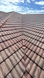 Roofer removing damaged material during a Riverview roof repair job