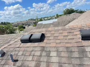 Finished roof repair blending into the roofline on a Tampa Bay home