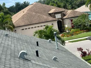 Finished roof repair section blending into the roofline in Tampa Bay