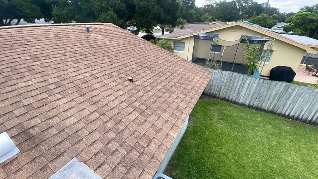 Old roofing torn off down to the deck during a roof replacement in Pinellas County